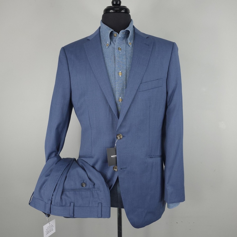 Indochino Suit Mens 44R 30X28 Blue‎ Wool Newbury 2 Piece 2 Button Formal Wedding